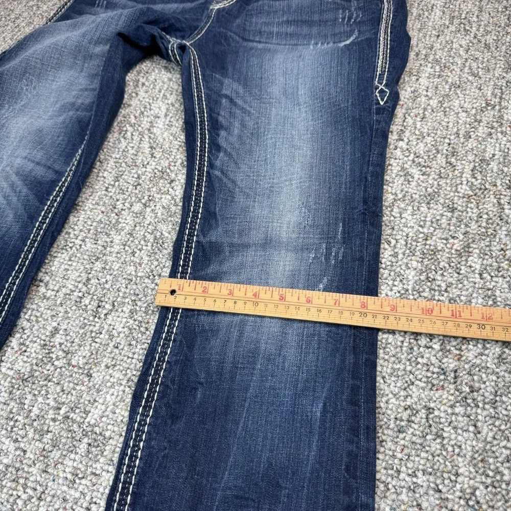 Rock Revival Kai Jeans Womens 30 Fits 32x32 Easy Boot Rhinestone Blue Denim - Picture 6 of 15